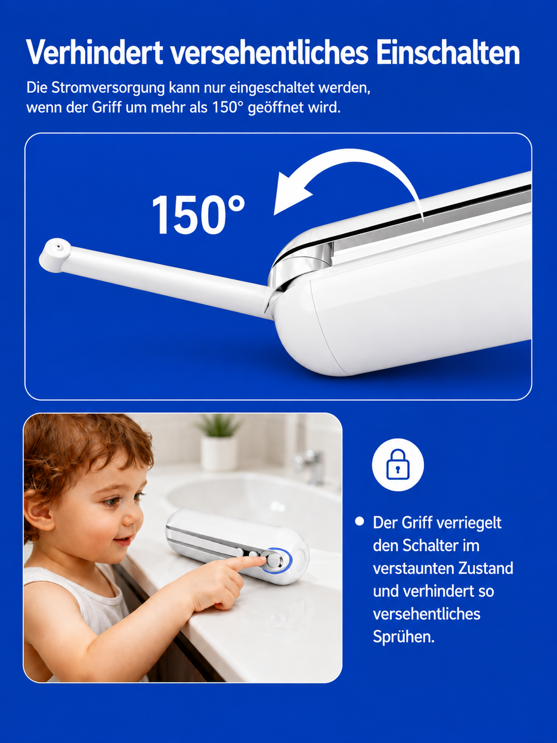 Bidezz mobiles Bidet mit 150-Grad-Sicherheitsfunktion