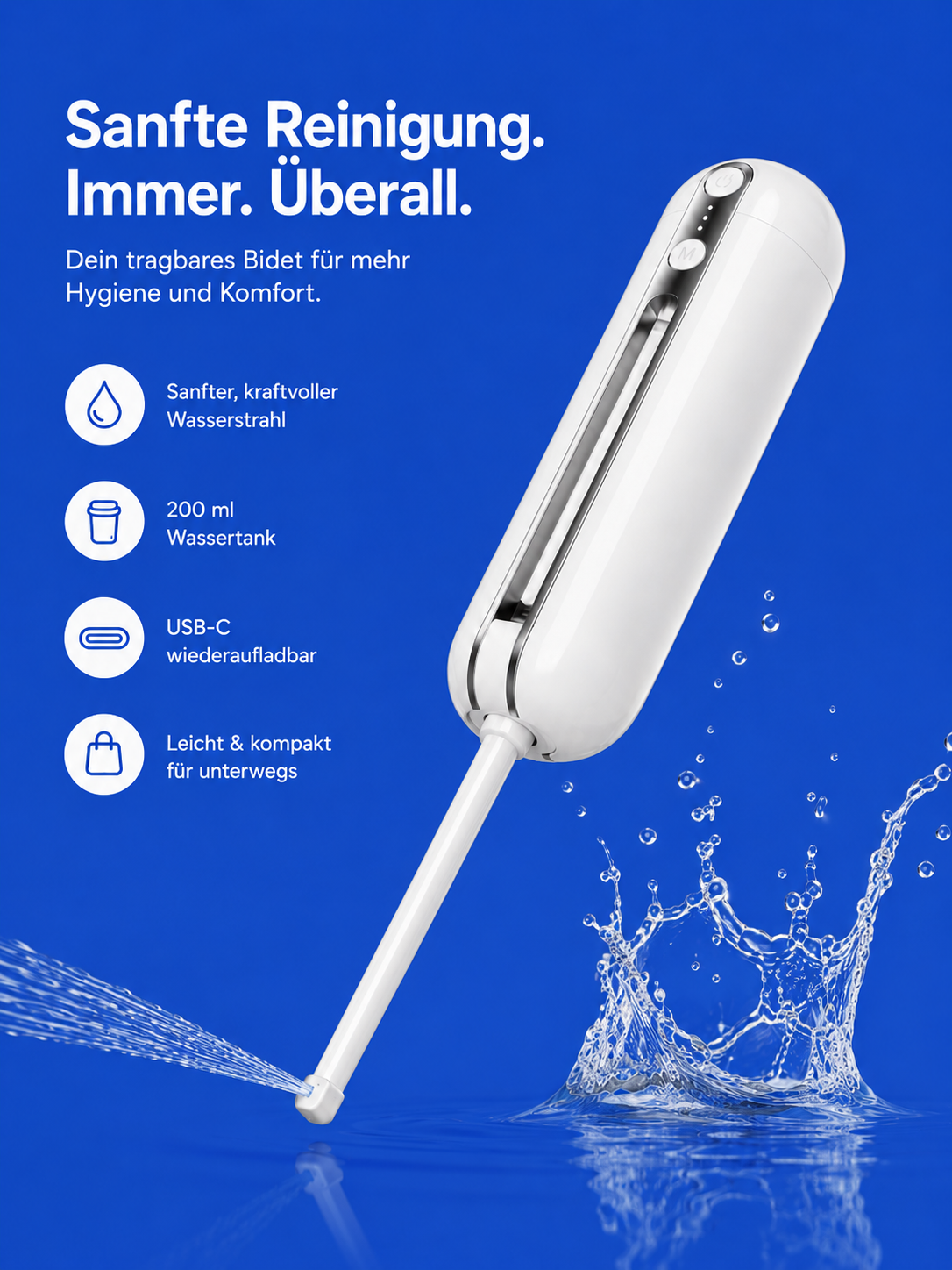 Bidezz mobiles Bidet mit 200 ml Wassertank und USB-C
